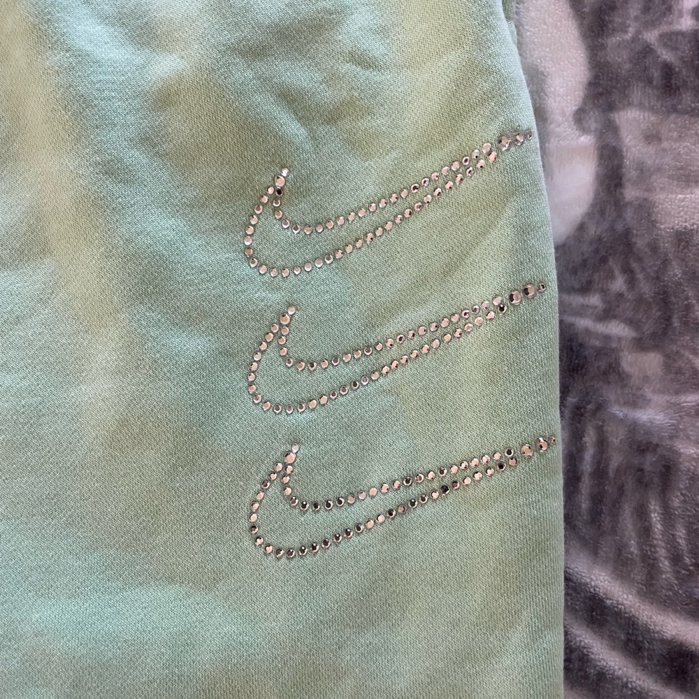 Light green pastel XXL Nike rhinestone swoosh sweatpants joggers